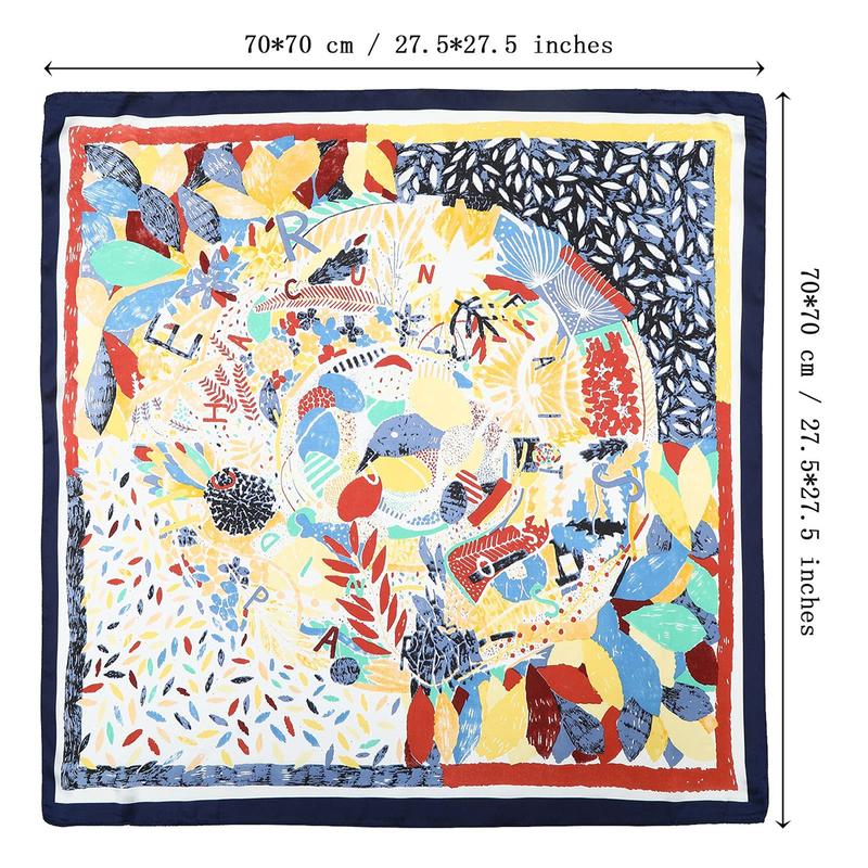 4-piece suit  27.5” Square Silk Like Head Scarf Neck Scarves for Women and Girl Hair Kerchief Bandanas Sleeping Head Wrap Headbands Head Wraps