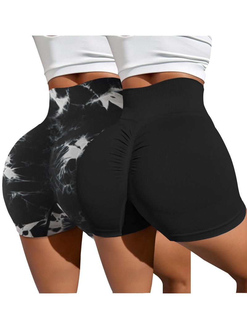 TCVC Women's Tie Dye High Waist Sports Shorts, Casual Comfy Breathable Skinny Athleisure Casual Shorts for Yoga Gym Workout Running,Ladies Sportswear for All Seasons