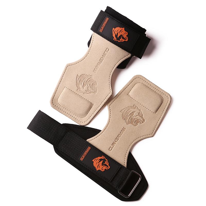 Non-Slip Silicone & Cowhide Leather Lifting Straps Palm Protector for Deadlifts Pull-Ups Rowing Heavy Duty Gym Grips for Weightlifting