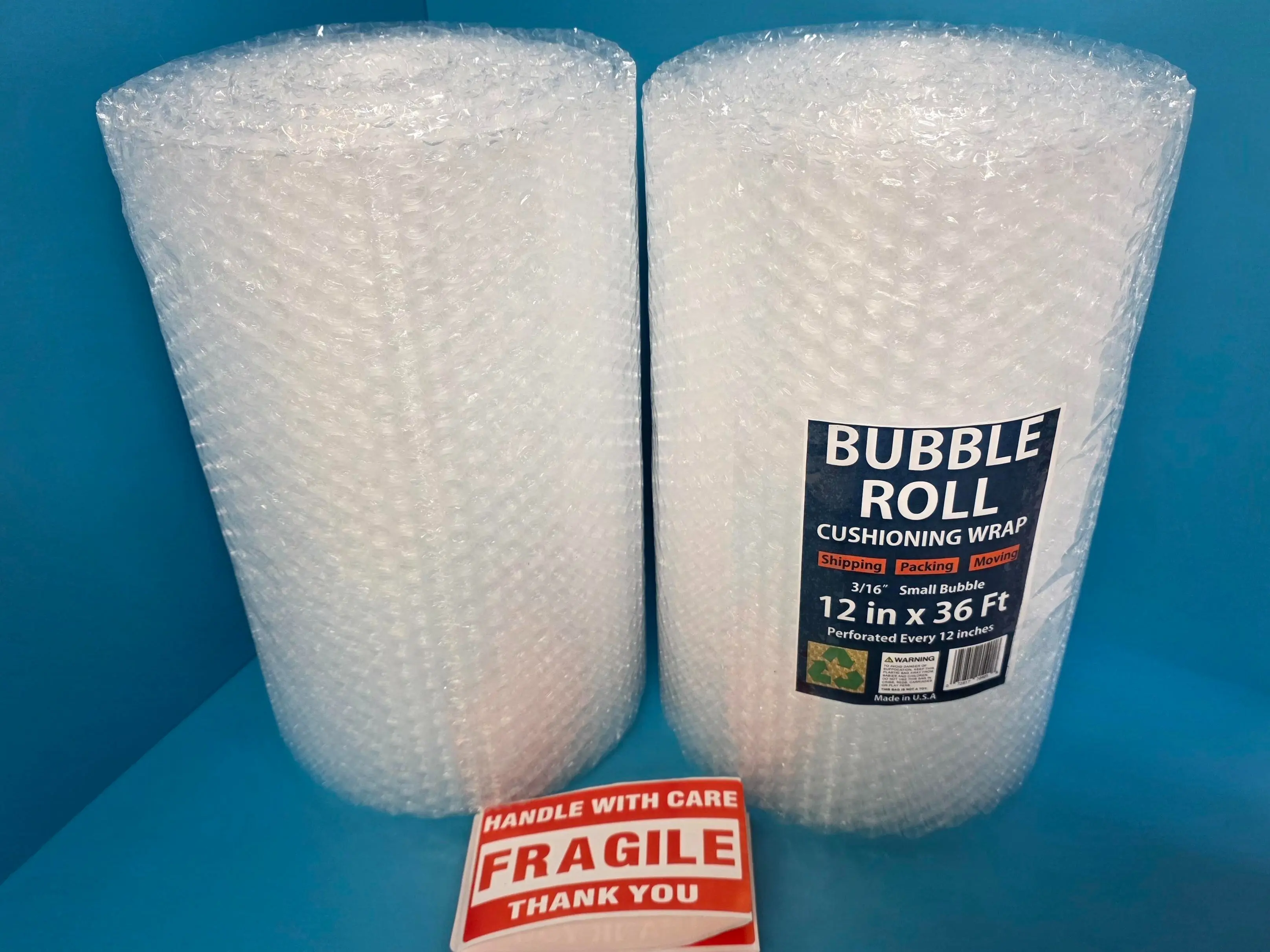 Bubble Cushioning Wrap 2 Rolls of 12" x 36 Feet, Total 72 Feet