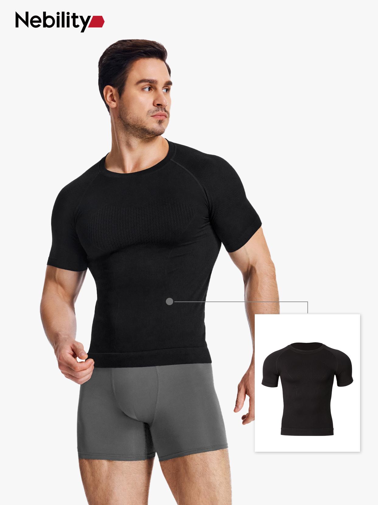 Nebility Men's Compression Shirts Cool Dry Short Sleeve Baselayer Athletic Workout T Shirts Activewear Fitness Rash Guard Clothing Shapewear Nebility Men's Compression Shirts Cool Dry Short Sleeve Baselayer Athletic Workout T Shirts Activewear Fitness Rash Guard Clothing Shapewear