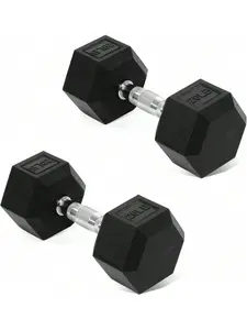 Fitvids Hex Rubber Coated Dumbbells Hand Weights Pairs For Exercises And Fitness And Home Gym, Pairs