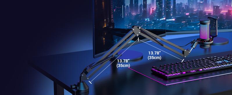 TONOR TC310 USB Streaming Gaming Microphone for PC, PS4/PS5, RGB Lighting, Easy Sound Control, One-tape Mute, Mic with Mount Adapter