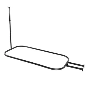 Utopia Alley HP1XX Rustproof Wall Mounted Aluminum Hoop Shower Rod With Ceiling Support for Clawfoot Tub, 46 Inch Size by 22 Inch