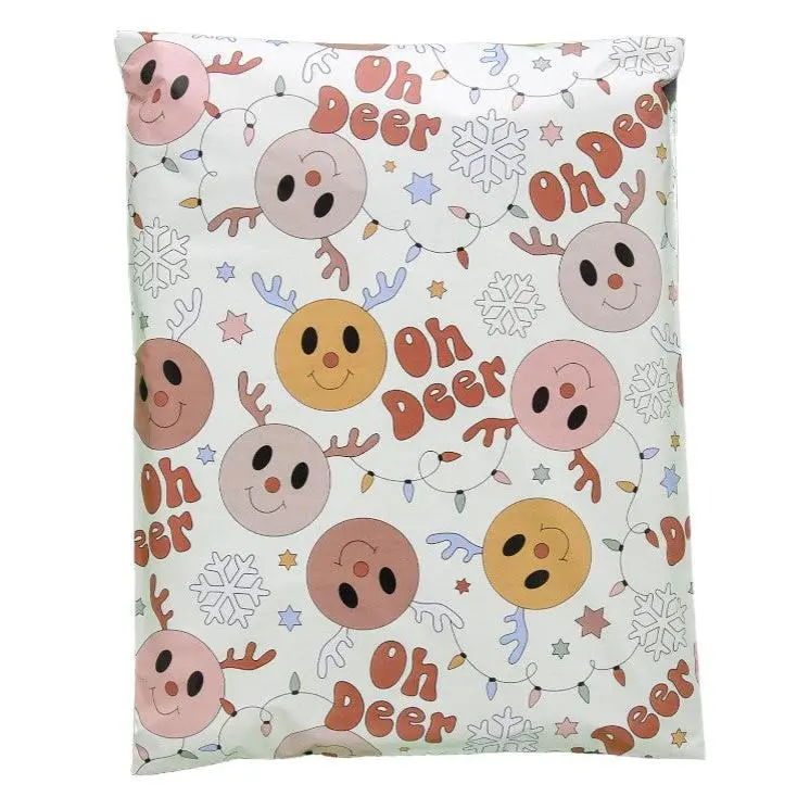 Reindeer Poly Mailers Size 12x15.5 Christmas Deer Shipping Bags