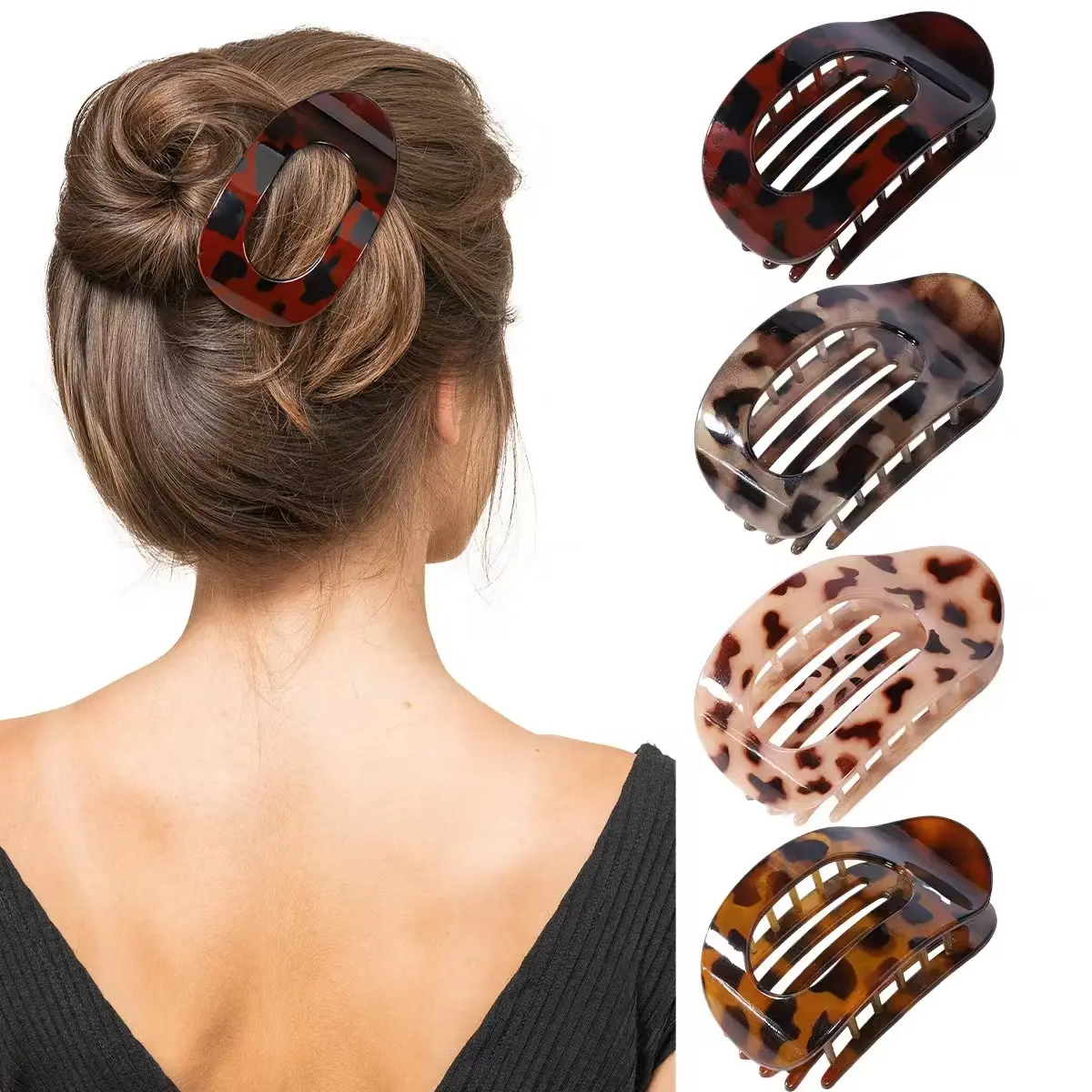 4 Pcs Flat Round Claw Clip for Women,Elegant Duckbill Hair Clip,  Designed for Strong Hold on Thick or Thin Hair, Effortless Styling with Secure Grip, Perfect for All-Day Wear and Reliable Hold