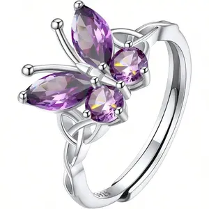 Silver plating Birthstone Rings for Women Promise Rings for Her Sterling Silver Mothers Ring Customized Cubic Zirconia Stones Wedding