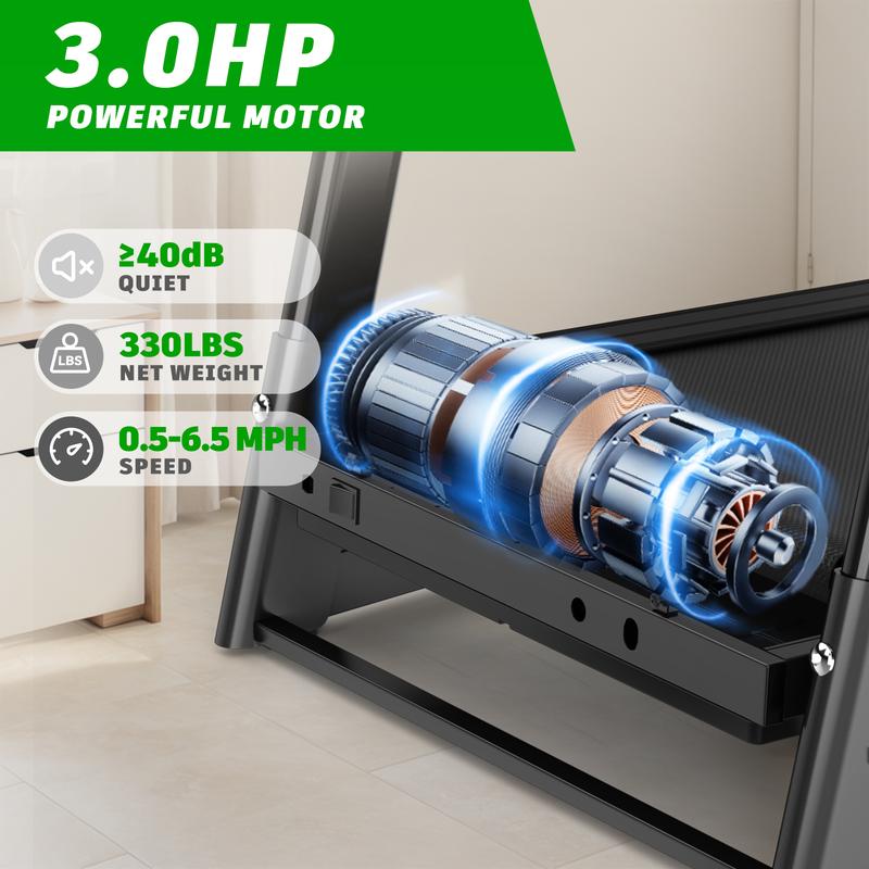 【New arrival with 3 incline】LIVIVOX 3.5 Folding Treadmill for Home/Office with Incline 330lb Weight Capacity, Portable Treadmill with Bluetooth, 12 Preset Programs, adjusting speed walking pad home gym equipment