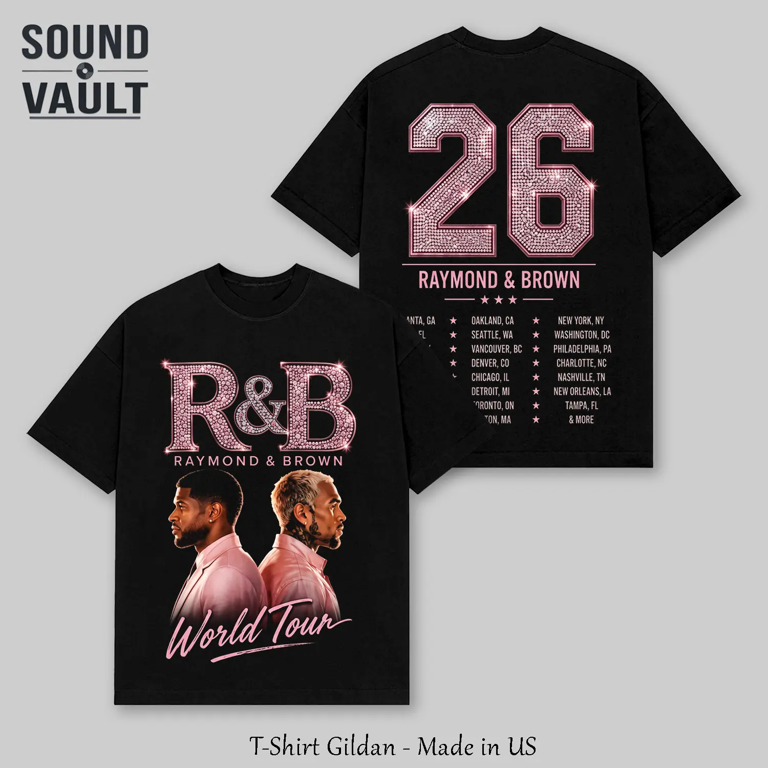 Raymond and Brown Concert Merch, Two Sided R&B Tour 2026 Shirt, Team Breezy Apparel, Oversized Heavyweight T-Shirt, Vintage 90s Rap Tee, Diamond Bling Graphic Tee, Hip Hop Music Shirt, Trendy Y2K Graphic Tee, Aesthetic Streetwear, Merch Gift for Men Women