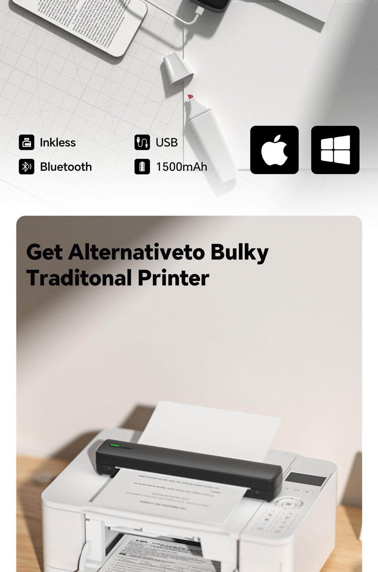 Portable Thermal Printer D810 - Wireless A4 Printer for Office School Travel Home Tattoo Scenarios Ideal Gift