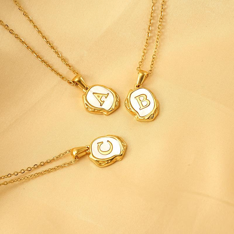 GGIRL Dainty 18K Gold Plated Stainless Steel Initial Necklace for Women Waterproof Shell Letter Pendant Personalized Jewelry Gift Chain & Link Design Fashion Jewelry Gift for Holiday Haul Christmas Birthdays Anniversaries