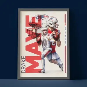 Drake Maye Poster, Wall Print, Football, Poster Print, Sports Decor, New England Patriots Poster, Football Gift