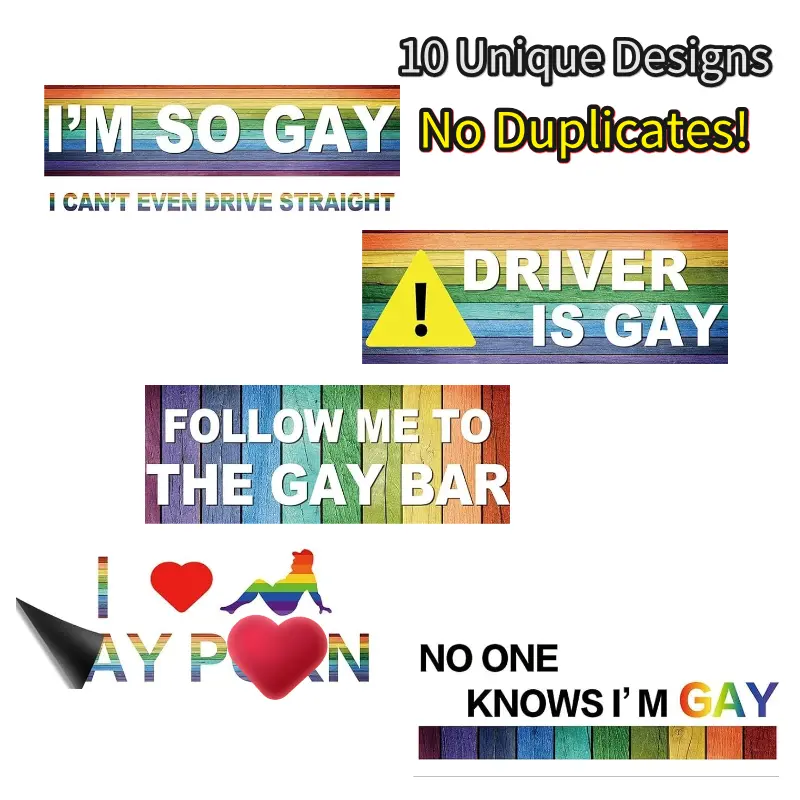 10 Pcs Funny LGBT Rainbow Pride Car Magnets Set - Durable Waterproof Decorative Large Size Funny Graphic Car Decorative Stickers for Vehicle Exterior Decoration, Truck/SUV/Van Accessories, Adult Prank Gag Novelty Gifts