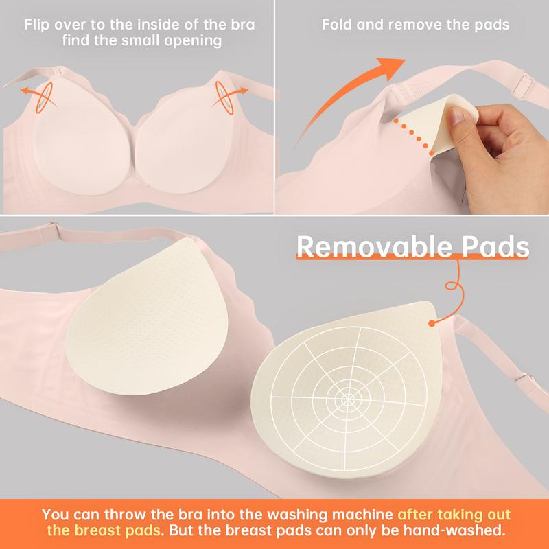 OEAK Women Jelly Bras Seamless No Underwire Scalloped  Bras Soft Wireless Comfort Bralettes Full Coverage Everyday Bra Womenswear Adjustable