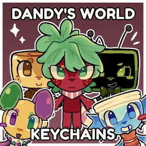 ROBLOX Dandy's World Acrylic Keychains - Sprout Shelly Looey Finn VEE - Small, Meaningful, And Full Of Character, Unique Keychains That Add Charm To Every Bag And Key.