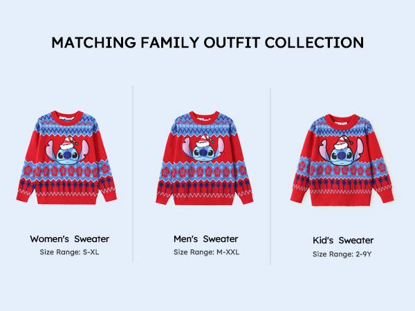 PatPat Disney Mickey & Stitch Family Matching  Hoodies Snow Pattern Long Sleeve Pullover Sweatshirts for Holiday Season Easter