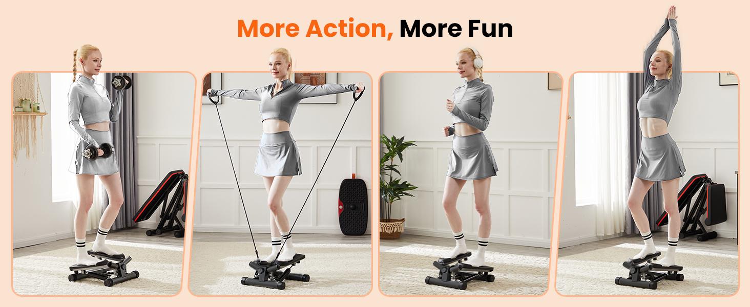 Steppers for Exercise at Home Workout Equipment, Twist Mini Stepper with Resistance Bands, Cardio Weight Loss Equipment Home Fitness Steppers for Exercise at Home Workout Equipment, Twist Mini Stepper with Resistance Bands, Cardio Weight Loss Equipment Home Fitness
