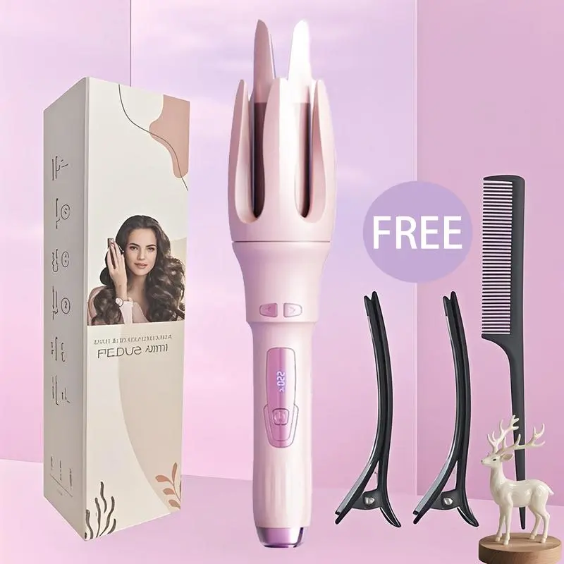 1.25-Inch Automatic Curling Iron, Negative Ion Ceramic Rotary Curl Wand with 4 Temp Settings, Fast Heating, Auto Shut-Off, Dual Voltage Heated Curler, Beauty & Personal Care Hair Styling Tool, Gift for Women, Mom, Daughter (Teenage Girls Gifts)