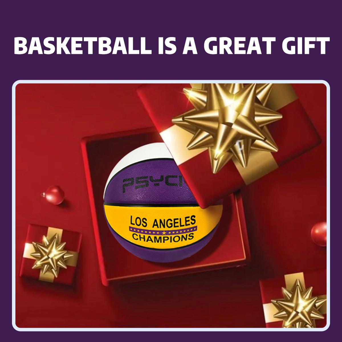 PSYCHE Rubber Basketball 22.5" Outdoor Beginner Mini Basketball Christmas Gift with Butyl Liner Non-Slip Rubber Fabric and Free Gift