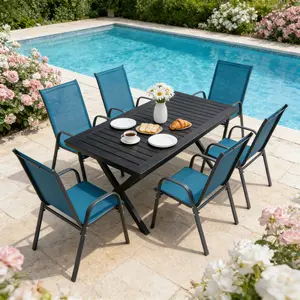 Outdoor Dining Chair Set Of 4/6/8,Fixed Patio Chairs with Armrest,Outdoor Camping Chairs with Breathable Textilene Fabric, Garden Chairs with Armrest High Backrest for Garden Patio Pool Beach Yard Space Saving