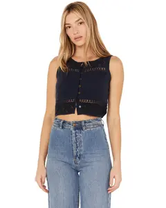 Cleo + Wolf Women's Cropped Crochet Tank - Clsu22w13-Nvy