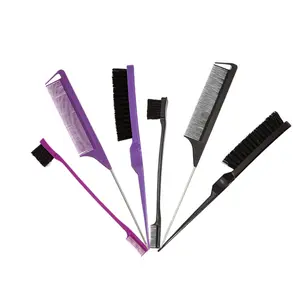 Vital5 3 piece Teasing Hair Brush, Styling Comb, Rat Tail Comb, Sculpting Brush Hair Brush, Edge Brush, Edge Sculpt Comb, Detangling Brush, Heat Resistant Edge Design Set Fine Tooth Comb Set Salon Quality Brush Set 3 piece comb and brush set, Edge Control