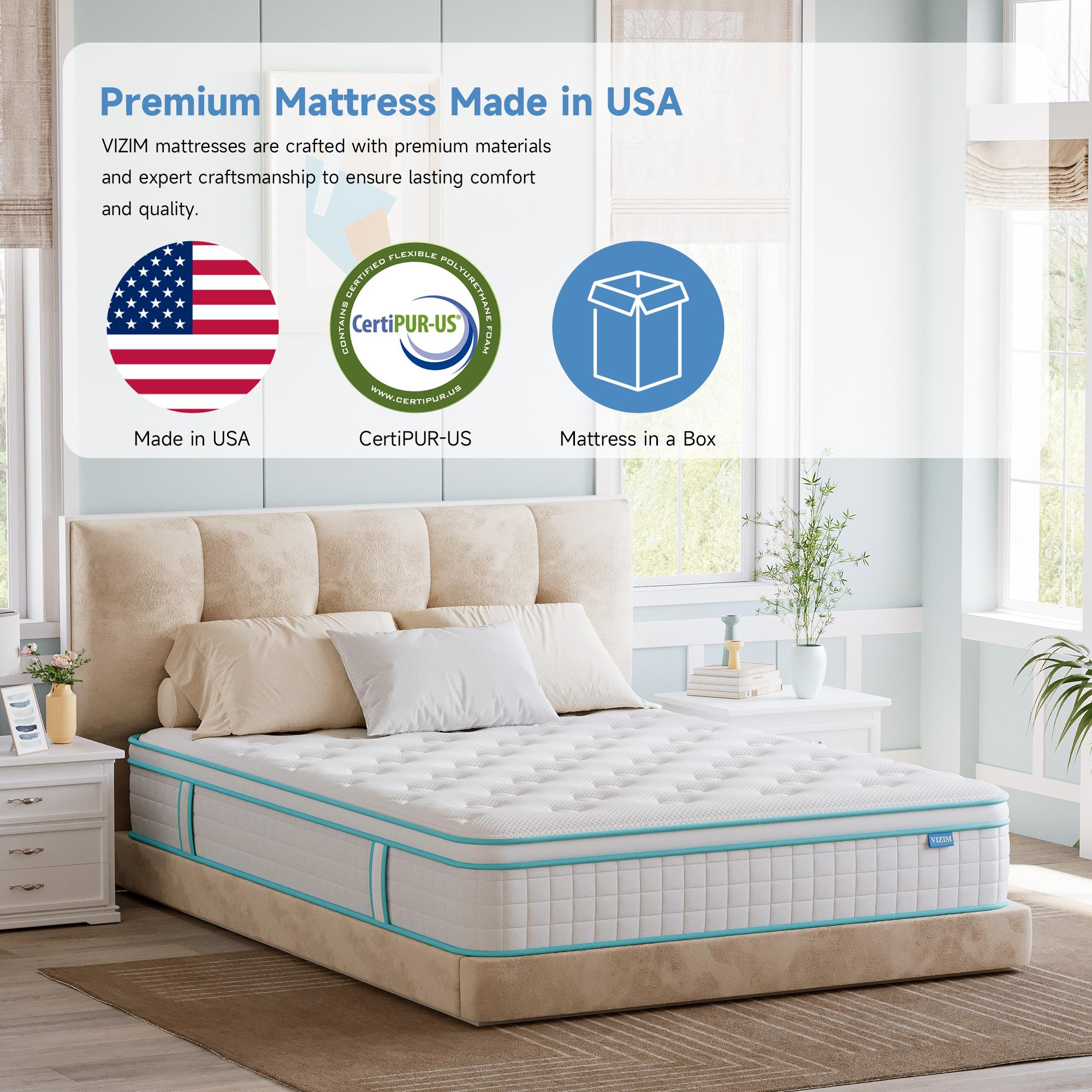 Medium Firm Hybrid Mattress with Twin & Full & Queen, 10 Inch & 12 Inch Memory Foam & Pocket Springs Hybrid Mattress in a Box, Breathable Euro Top Bed Mattress with Motion Isolation, Pressure Relief, Comfortable Sleep,CertiPUR-US Certified,Mattress Outlet