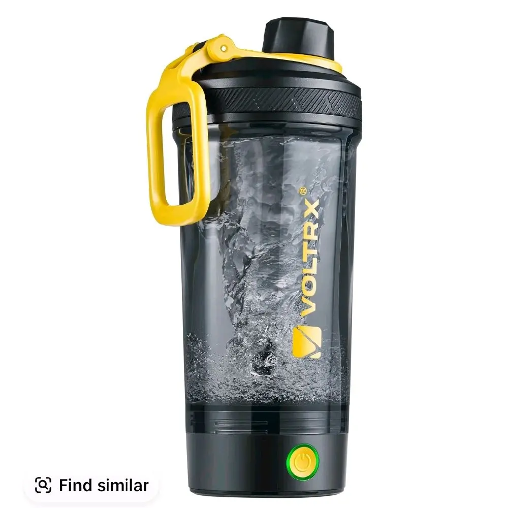 VOLTEX Protein Shaker Easy To Use Quit Fast Spinning Blade For Efficient And Delicious Shakes Yellow Handle Black Body