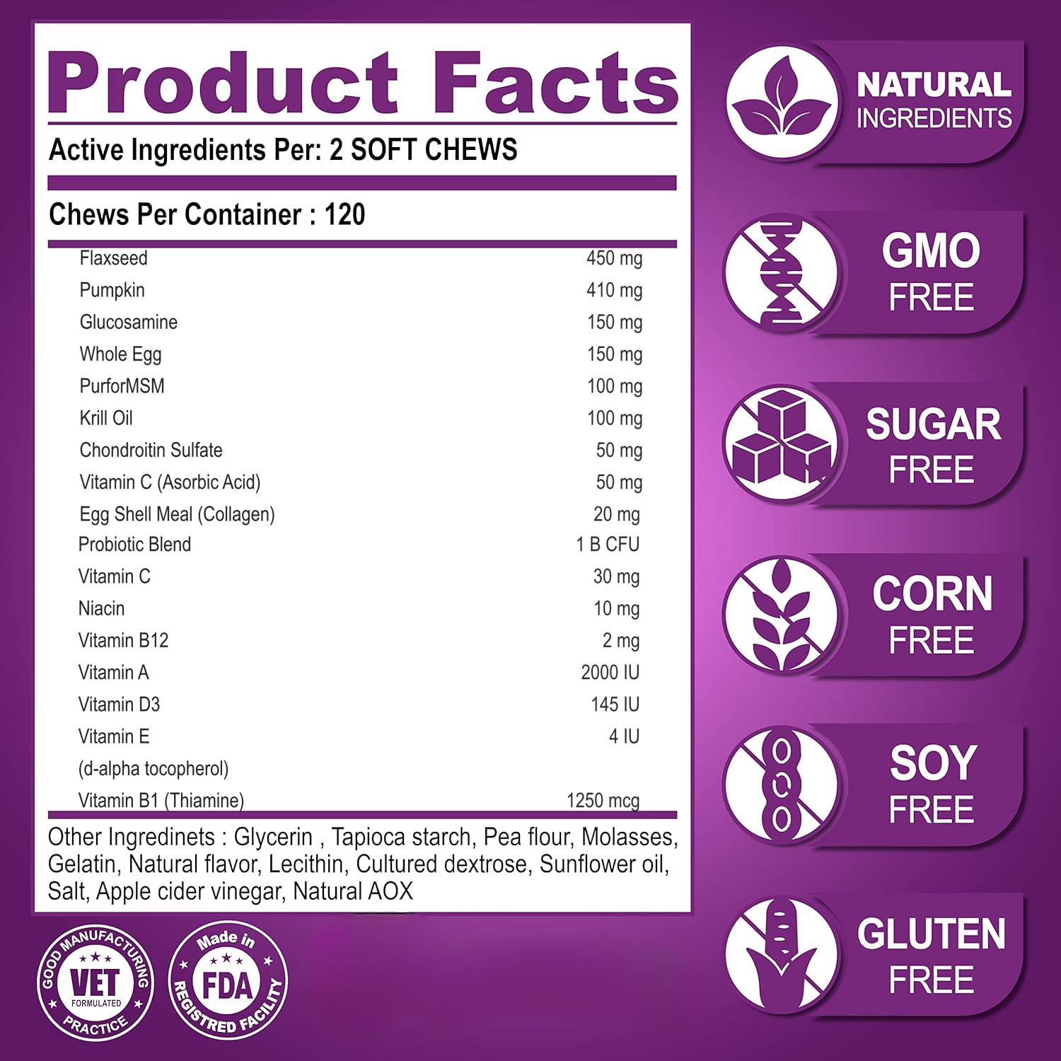 15-in-1 Dog Multivitamin Soft Chews Bulk Pack - Chicken Flavor, Probiotics & Gut Support, Immune Support, 120 Treats