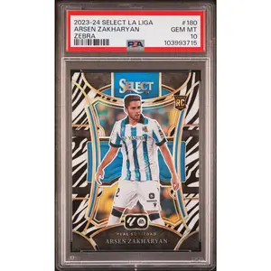 2023 Panini Select La Liga Zebra Arsen Zakharyan #180 /25 PSA 10