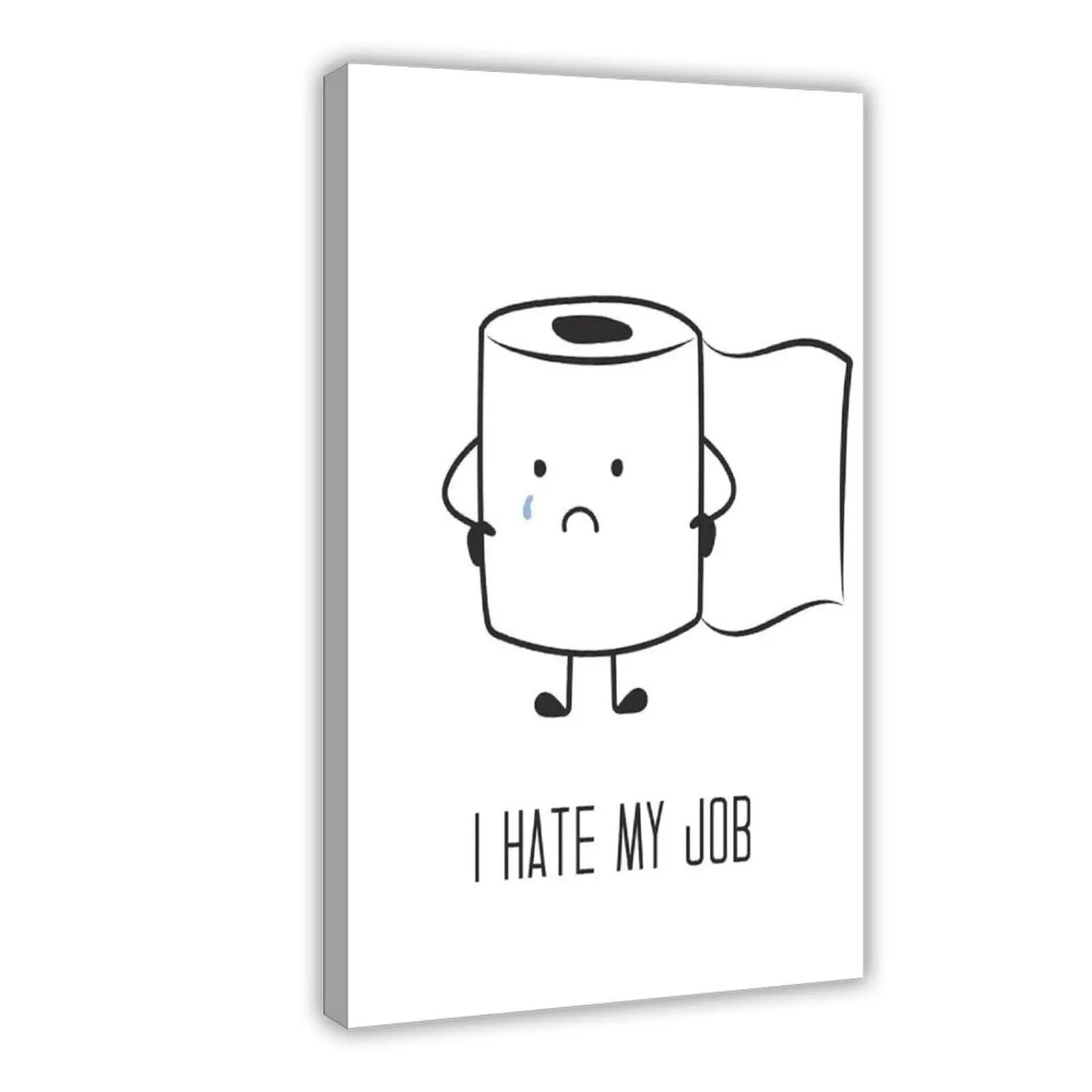 Black And White Bathroom  Decor, Funny Bathroom  Art, Toilet Paper Art, Toiletpaper Roll Humorous Canvas Print Artwork, Minimalist Toilet WC Artwork restaurant wall