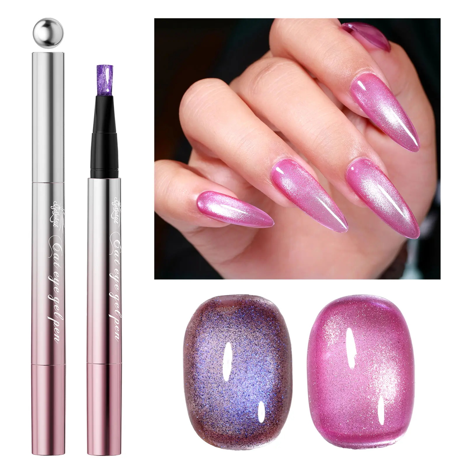 Cat Eye Gel Nail Polish Pen Kit with Magnet, Easy-Apply Jelly Magnetic Gel Pen with Nail File, DIY Manicure Set for Beginners sohochic