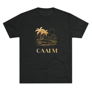 Calm Beach Palm Illustration T‑Shirt | Sunset Island Tee