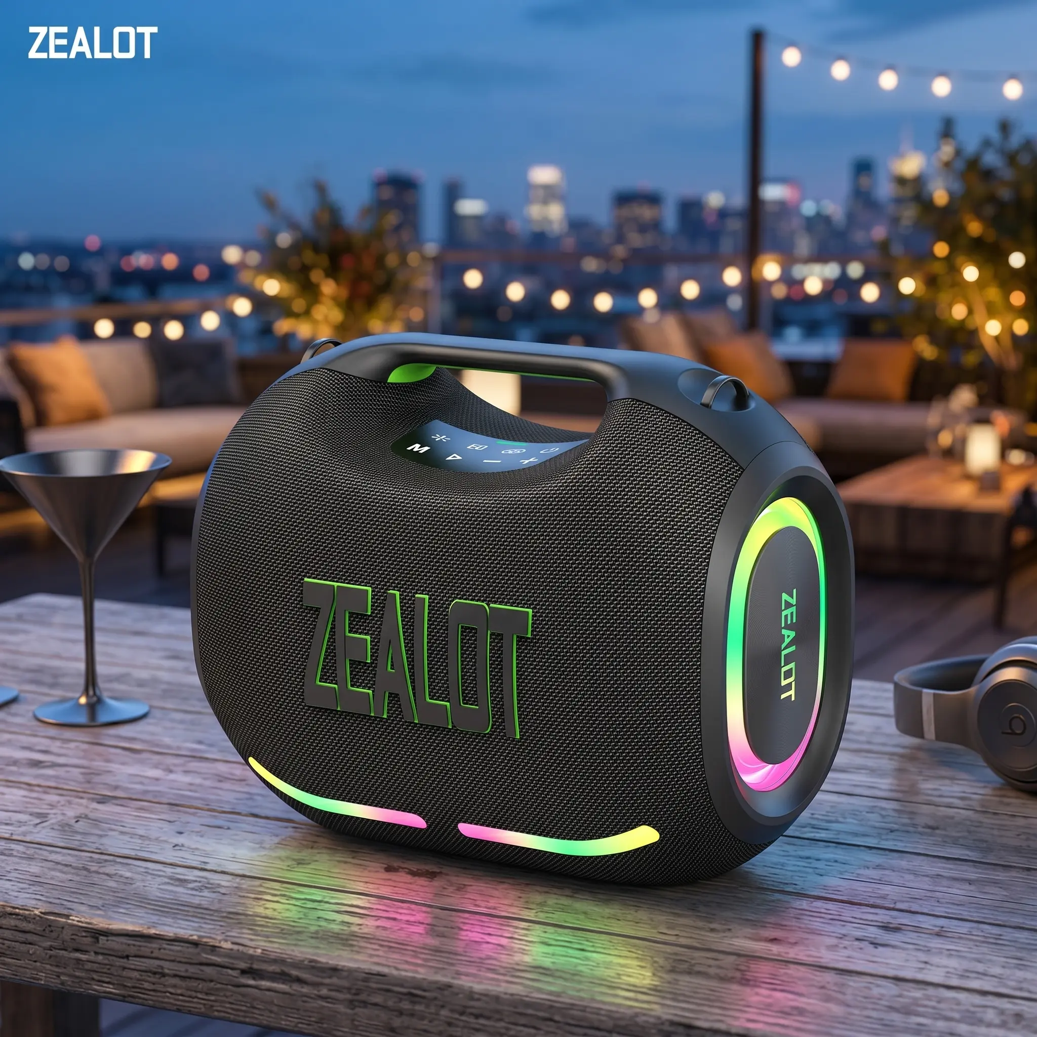 160W Maximum power【ZEALOTs ZE01】24000mAh/LIMITED/OFFERS Portable Speaker Bluetooth Speaker Party Speaker Waterproof IPX6 RGB Lights Power Bank TWS supports TWS pairing/USB/TF/AUX/BT smartphones. Ideal choice for family/car/Pool Party/BBQ/camping fathersda