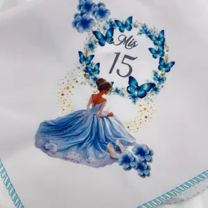 12pcs Quinceanera Napkins 10x10 Inches Polyester Tableware for Quinceanera Celebrations with Elegant Design and Message