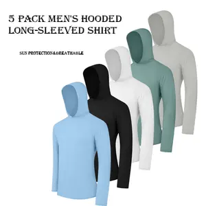 Veldtholos Men's Athletic Hoodies 5 Pcs Long Sleeve Fishing Shirts Lightweight for Men Assorted Colors Perfect Outdoor Activities