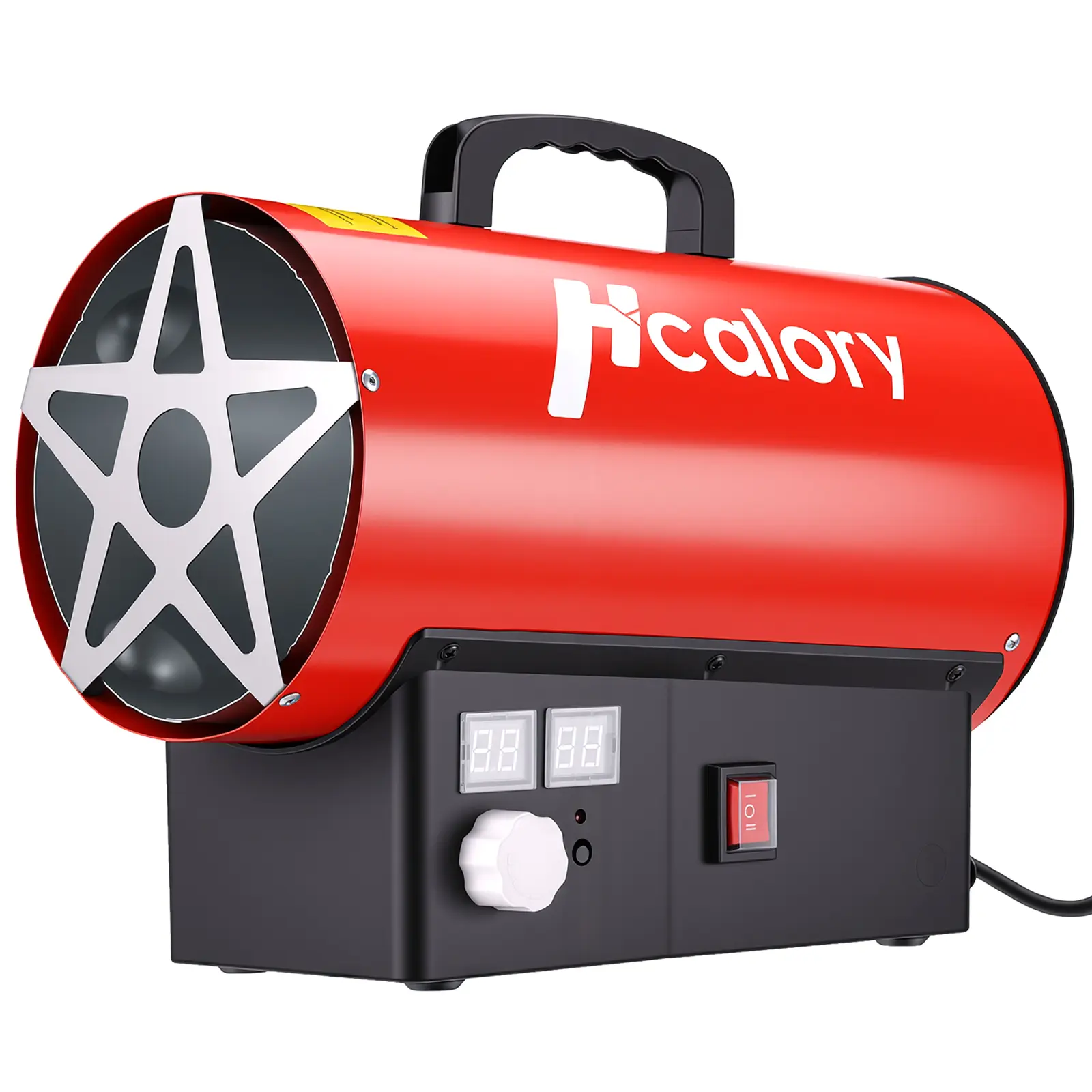 Hcalory 60000 BTU Commercial Forced Air Propane Heating System, Durable Industrial Stainless Steel, 1.09 kg/hr Low Fuel Consumption, 41-131°F Auto ON-OFF Digital Temp Display, 0.3bar, US Propane Tank Compatible, Boost Productivity for Garages, Warehouses,