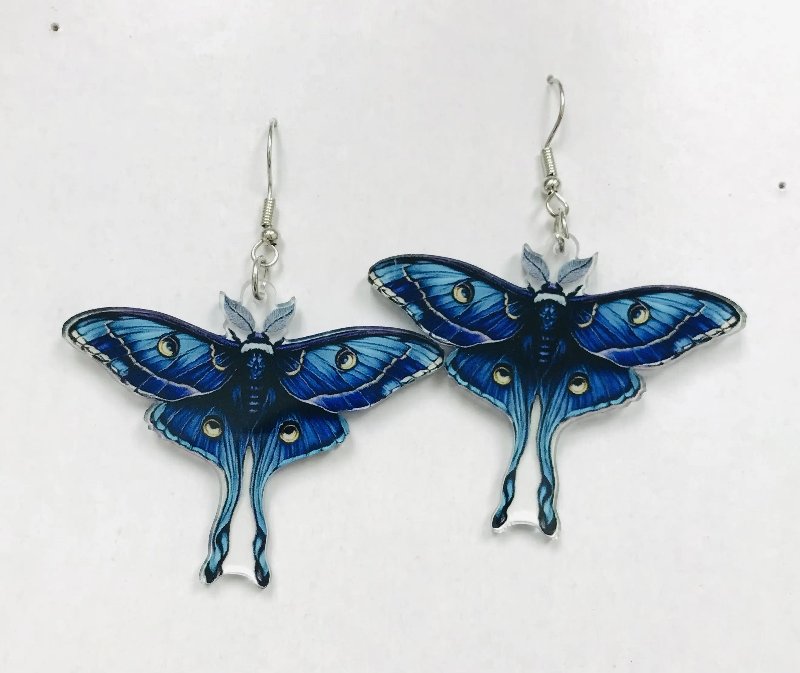 Blue Luna Moth earrings