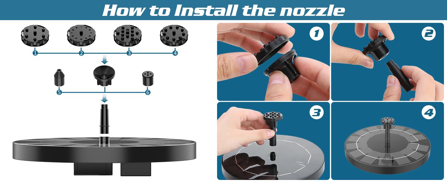 AISITIN 2.5W Solar Bird Bath Fountain Pump, Solar Fountain Pump for Bird Bath with 6 Nozzles, Garden, Ponds, Pool, Fish Tank, Aquarium and Outdoor AISITIN 2.5W Solar Bird Bath Fountain Pump, Solar Fountain Pump for Bird Bath with 6 Nozzles, Garden, Ponds, Pool, Fish Tank, Aquarium and Outdoor