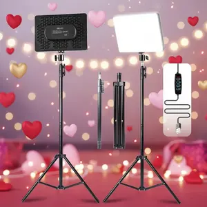 LED Video Light Kit With Adjustable 63" Tripod Stand - USB-Powered On-Camera Lighting For Content Creation/March Madness/Spring Break - Studio Glow Makeup Lighting - Ring Light Selfie Stick Fill Light SuperBowl / International Women's Day