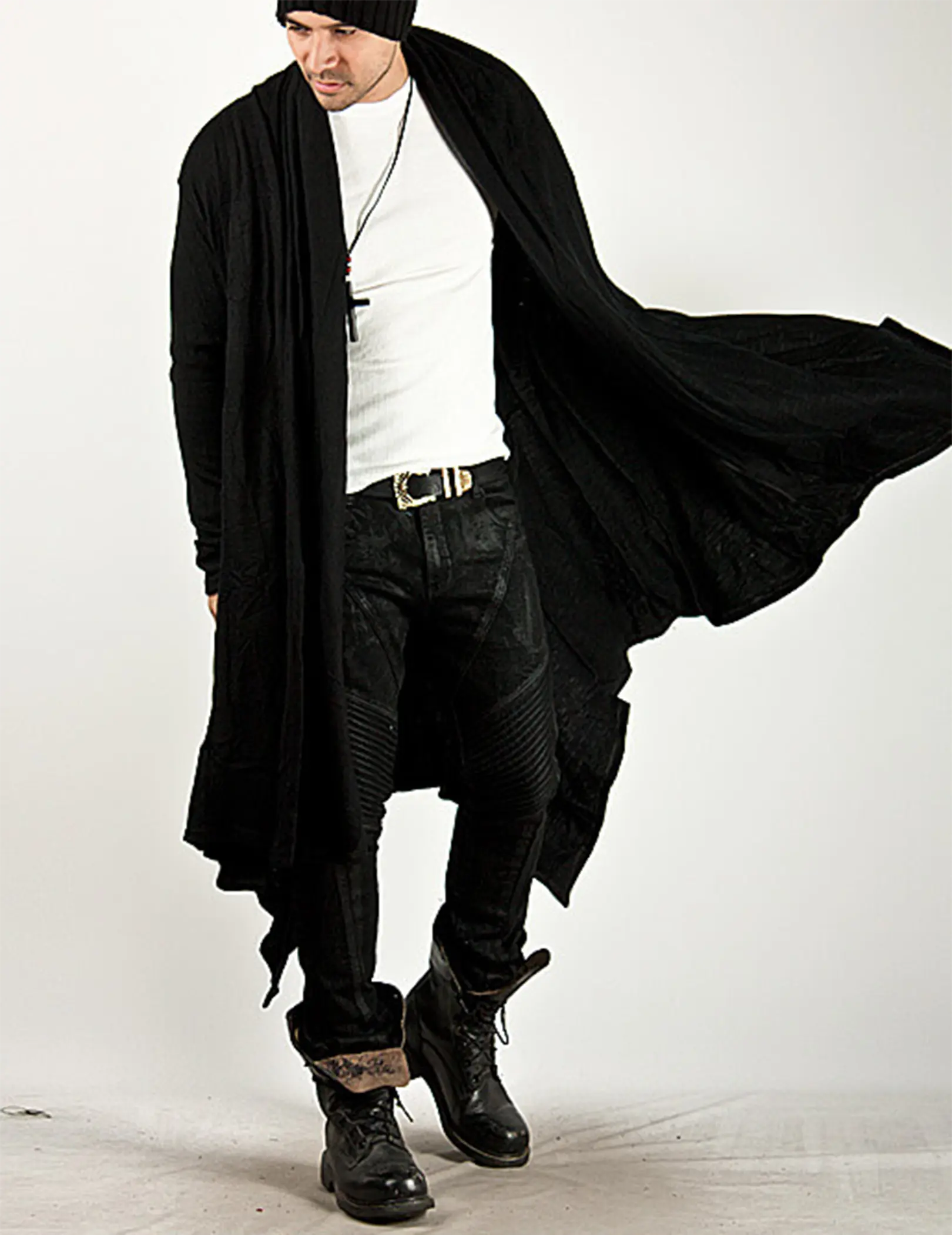 Men's Long Hooded Cardigan, Lightweight Open Front Draped Jacket with Shawl Collar & Pockets, Casual Long Sleeve Outerwear for Party, Travel & Everyday Wear