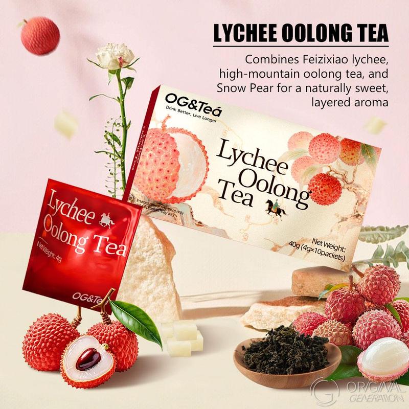 BOGO 2 Cartons Lychee Oolong Tea (1Carton 40g 4g×10pcs)×2 Cold Brew With Real Lychee Inside No Sugar No Artifical Flavor With Lychee Pear And Oolong Tea
