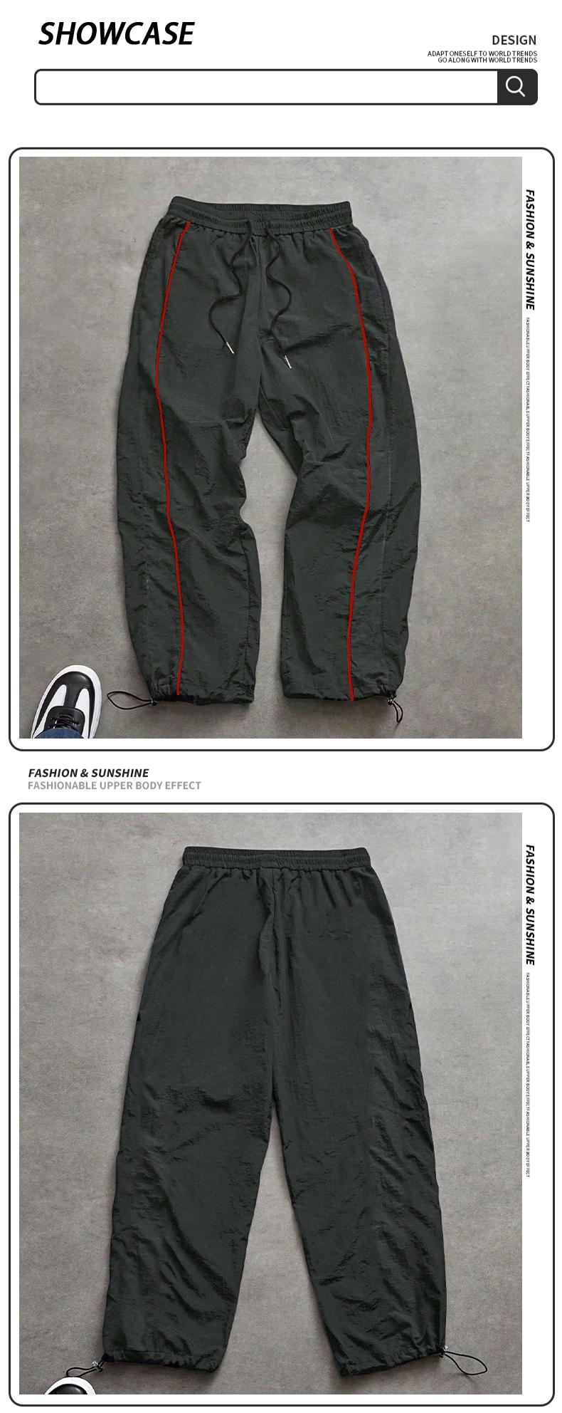 Men's Casual Striped Printed Comfortable Straight-Leg Sports Pants Suitable for Spring and Summer Wear Athleisure Style Bottoms