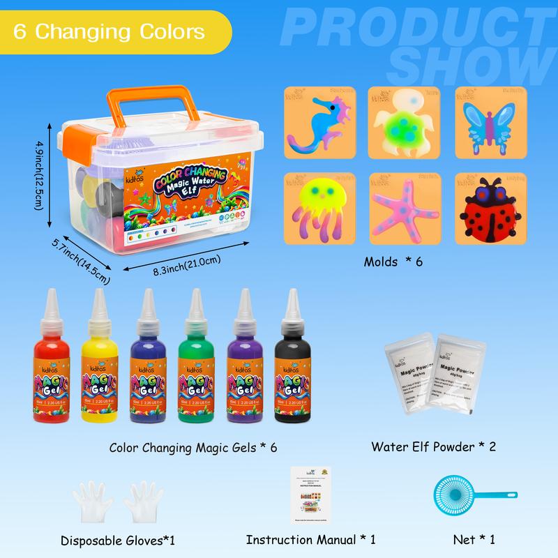 Kiditos  Magic Water Elf Toy Kit with Magic Gels, Molds - Imaginative Play, Christmas Gifts, Birthday Gifts, Party Favors, and Family-Friendly DIY STEM Projects