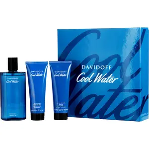 Cool Water Set-Edt Spray 4.2 Oz & Aftershave Balm 2.5 Oz & Shower Gel 2.5 Oz For Men