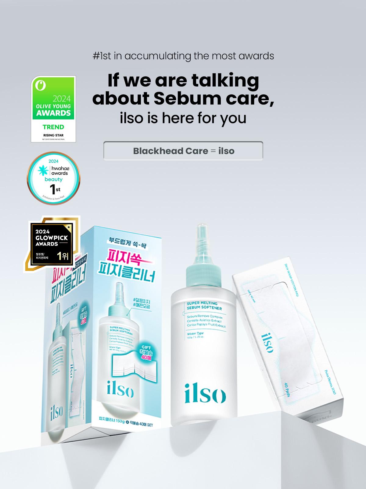 ILSO Super Melting Sebum Softener 5.29 fl oz with 40 Skin Wrap Cotton Pads Included for Deep Clean Master Makeup Remover Towelettes Facial Cleansing Wipes Daily,Melt Blackheads and Sebum