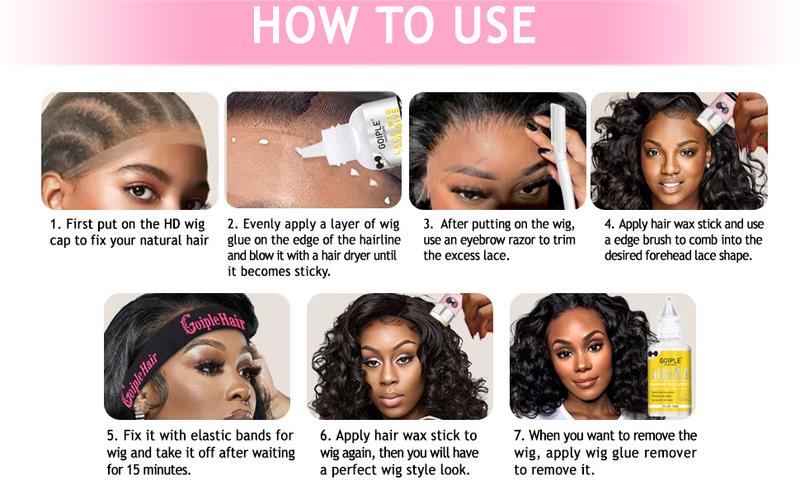 Strong Hold Lace Front Wig Glue - Waterproof Wig Adhesive with Remover, Hair Wax Stick Gel , Elastic Band,  Haircare Invisible Bond Natural Look