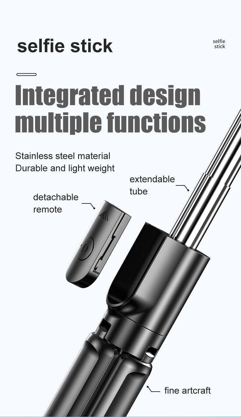 680mm(H) 360° Rotation 2 in 1 Selfie Stick Adjustable Telescoping Tripod Stand Desktop Portable Travel Holder with Wireless Remote, 27" Universal Fits for iPhone Samsung Accessories Cellphone Smartphone