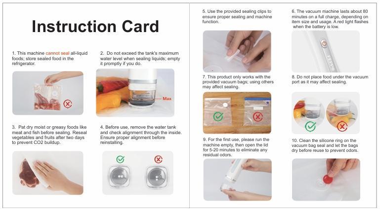 FEPPO Vacuum Sealer for Food with Visual Water Storage Tank, Handheld Saver Vacuum Sealer Machine with 10 Reusable Bags for 5X Preservation & Fresh