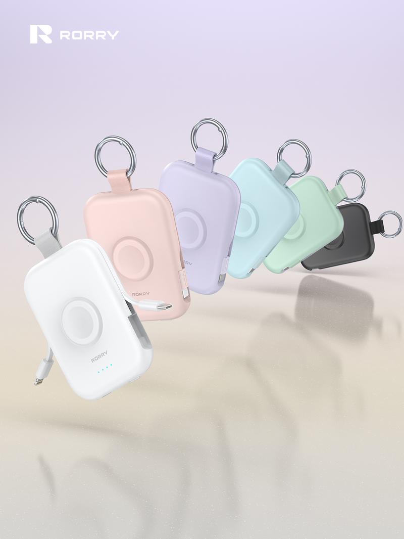 RORRY Portable Charger 5000mAh Keychain Power Bank with Integrated Wireless Charging for Apple Watch & iPhone 17-11 Series Compact Travel Friendly Design Perfect Gift Valentinesdaygift RORRY Portable Charger 5000mAh Keychain Power Bank with Integrated Wireless Charging for Apple Watch & iPhone 17-11 Series Compact Travel Friendly Design Perfect Gift Valentinesdaygift
